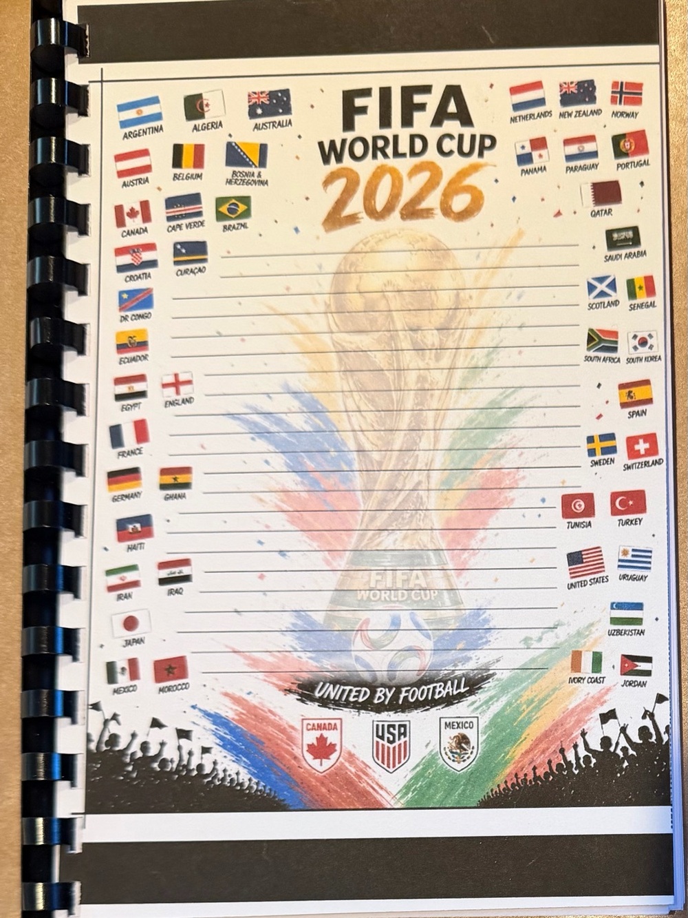FIFA World Cup 2026 Notebook Page — Multicolor